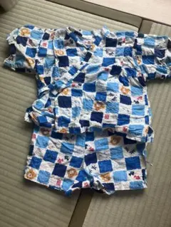 【最終値下げ】ホットビスケッツ 青系チェック柄 甚平 ミキハウス