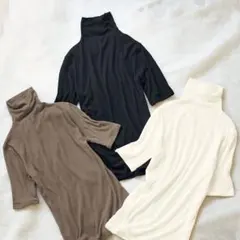 セシール ソフトシフォン　5分袖　タートルネック　L-LL　3着まとめ売り