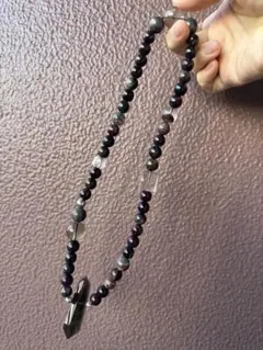 オリジナルデザインの天然石トルマリンネックレス両用タイプ