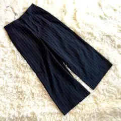 美品ストライプ ブラック ワイドパンツ サイズ36　ウエストゴム