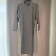 グレー ロングワンピース 長袖 シフォン切替