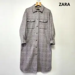ZARA　グレンチェック　ロングシャツコート　羽織