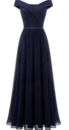 ネイビーオフショルダーロングドレス【新品未使用】