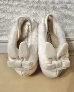 キャサリンコテージ　草履スリッポン　うさぎファー　16cm 七五三　オフホワイト