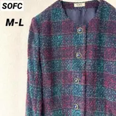 新品　タグ付き　SOFC ツイード　ノーカラージャケット　チェック