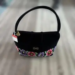 FELLER 花柄刺繍 ハンドバッグ 黒