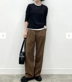 XS GU タックワイドパンツ ブラウン 70.0〜74.0cm 標準丈
