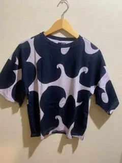 マリメッコ　アディダス　コラボ　Tシャツ ネイビー　パープル　XL