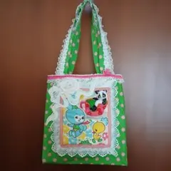 ハンドメイド 昭和レトロ アニマル柄 トートバッグ アップリケ - メルカリ