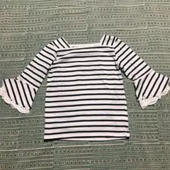 一度着美品 グローバルワーク 7分袖ボーダーTシャツ XL