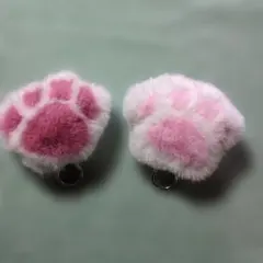 猫の肉球 ファーマスコット キーホルダー 2個セット 肉球のおまけ付き