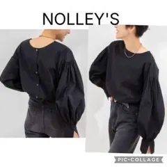 【新品】ノーリーズ ストレッチ 2WAY ブラウス ボリューム袖 黒 両前のサムネイル
