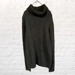 12553 メンズビギ ウール混 タートルネック Mケーブルニット セーター