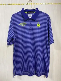 【美品】ルコックポロシャツ ストライプ　ブルー　紫　LL