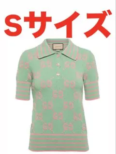 GUCCI グッチ GG ジャガード 半袖 ポロニット S グリーンのサムネイル