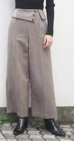 ムルーア MURUA ワイドパンツ S ブラウン　ヘリンボーン柄　美品