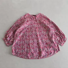 未使用タグ☆ポンチsmall roseプリントパフスリーブブラウス ピンク