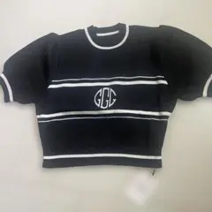 ストライプ ロゴ刺繍 半袖ニット　グレイル　２４時間以内発送