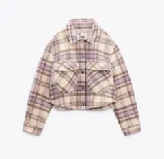 zara チェッククロップドジャケット