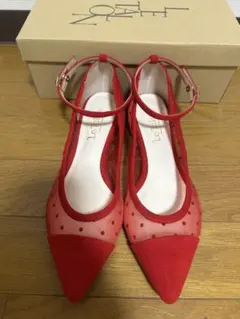 Le Talon ルタロン　赤　フラットシューズ　ストラップシューズ　ドット柄