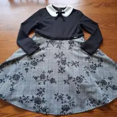 美品ショパンChopin長袖ワンピース130黒フォーマルお出かけ