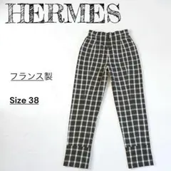 HERMES エルメス チェック柄 ワイドパンツ 38サイズ aq13294 - メルカリ