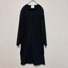 YEVS ブラック ロング薄手コート 前開き ポケット付き 春夏用　麻・綿のサムネイル