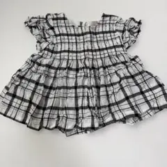 petit main チェック柄 フリル袖ブラウス 100cm