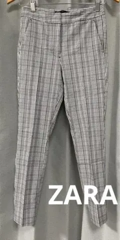 ZARA グレンチェック　テーパードパンツ　スラックス　チェック柄パンツ