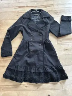 アクシーズファム　フレア春コート　ワンピース　黒　トレンチコート　レース