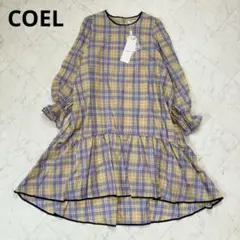 タグ付き✨COEL コエル メッシュチェック ドレス フリルワンピース