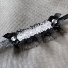 412 ぬいぐるみ用 ヘッドドレス 10cmぬい 黒 リボン ビジュー キラキラ