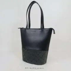 ✨極美品✨Burberry　チェックステッチ　バケツ型　ハンドバッグ　ブラック