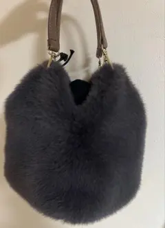グレー ファー ハンドバッグ