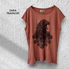 ザラトラファルック【EUR S】ノースリーブTシャツ 鳥 ペイズリー