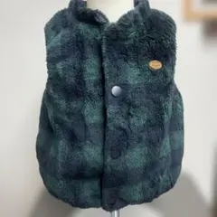 miki houseダークグリーン チェック ベビーベスト