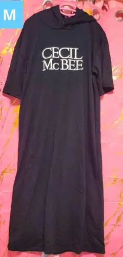 CECIILMcBEE フード付きロングワンピース M ブラック