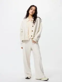 ウォームフリースストレートパンツ　丈短め　UNIQLO NATURAL, XS
