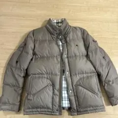 ブラウン ダウンジャケット チェック柄