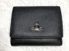 【美品】ヴィヴィアンウエストウッド　三つ折り財布　ブラック　オールレザー　オーブ
