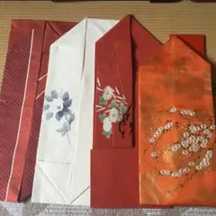 赤系 花柄 袋帯