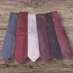 ネクタイK　シックな6本セット　赤　紺　茶　チェック　ペイズリー　モダン　総柄