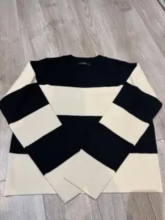 w closet ボーダー柄 長袖ニット クルーネック