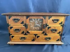 【希少】昭和レトロ　木製時計付 ミニタンス　箪笥　　小物入れ　古民具　置時計