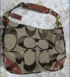 COACH「シグネチャー キャンバス レザー ワンショルダーバッグ」