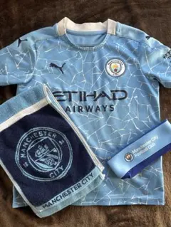 【グッズ】マンチェスターシティ　3点セット 20/21ユニフォーム　筆箱　タオル
