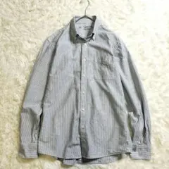 【美品✨️】無印良品 洗いざらしブロード 長袖シャツ S ストライプ グレー