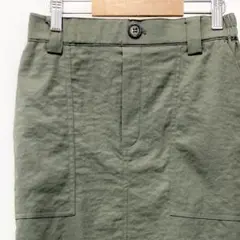 ゴムウエスト バックスリット ロング フレアスカート オリーブ M サイズ