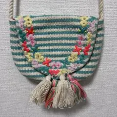 ZARA GIRLS キッズ ポシェット バッグ タッセル 花柄 ストライプのサムネイル