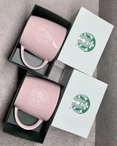 【スターバックス】 ギフトボックス入りロゴマグ ピンクベージュ2個セット